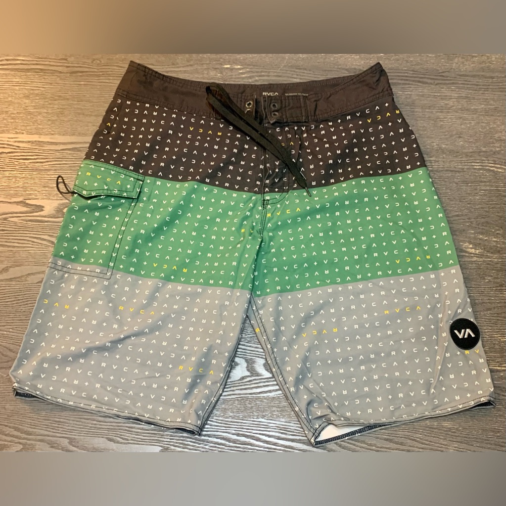 Rvca Green Grey All Day Performance Stretch Shorts Mens 33